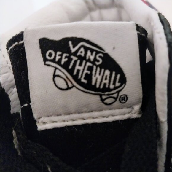 VANS OFF THE WALL BLACK SUEDE/FLOWER CANVAS HIGH TOPS M-7 W-8.5 - Picture 10 of 11